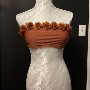 Burn orange Floral bikini Top